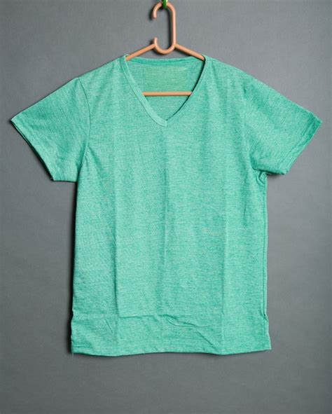 Premium Photo Green V Neck T Shirt