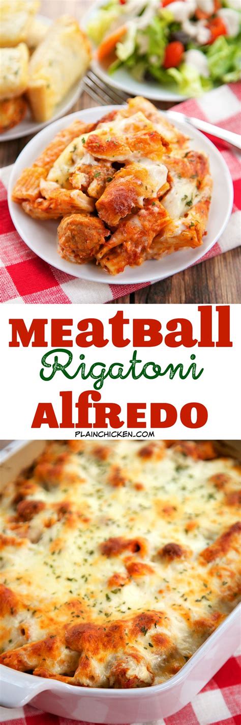 Meatball Rigatoni Alfredo Recipes Beef Recipes Main Dish Recipes