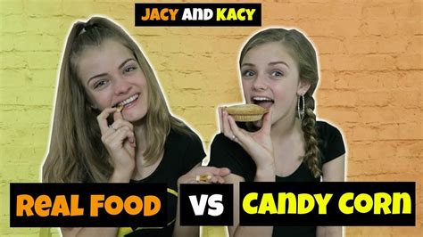 Real Food Vs Candy Corn Challenge Jacy And Kacy Youtube