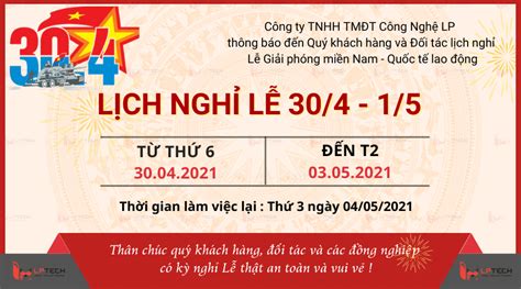 Thông báo nghỉ lễ 30 4 và 1 5 năm 2021