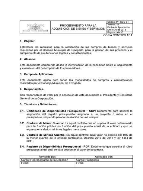 Procedimiento Para La Adquisicion De Bienes Y Servicios Corporations Budget