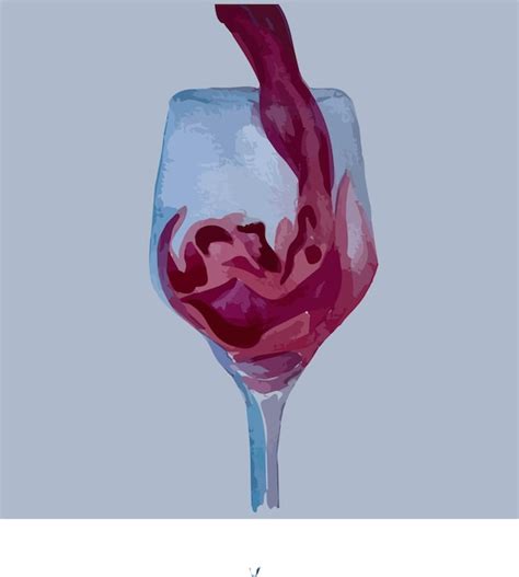 Ilustra O Desenhada M O Em Aquarela Um Copo De Vinho Tinto Vetor