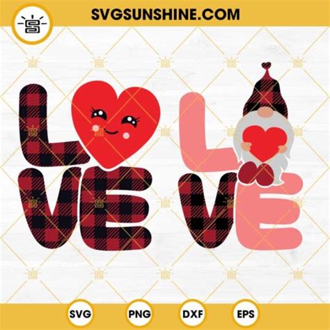 Buffalo Plaid Love Gnome SVG Bundle Buffalo Plaid Love SVG Gnome