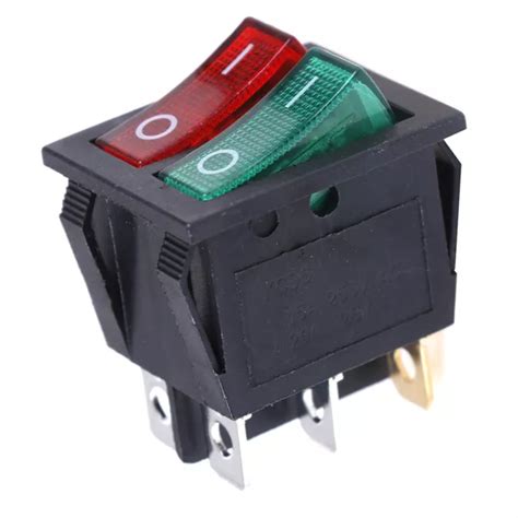 6 PIN ON OFF Double Spst Rocker Boat Switch 250V 15A 125V 20A Red Green