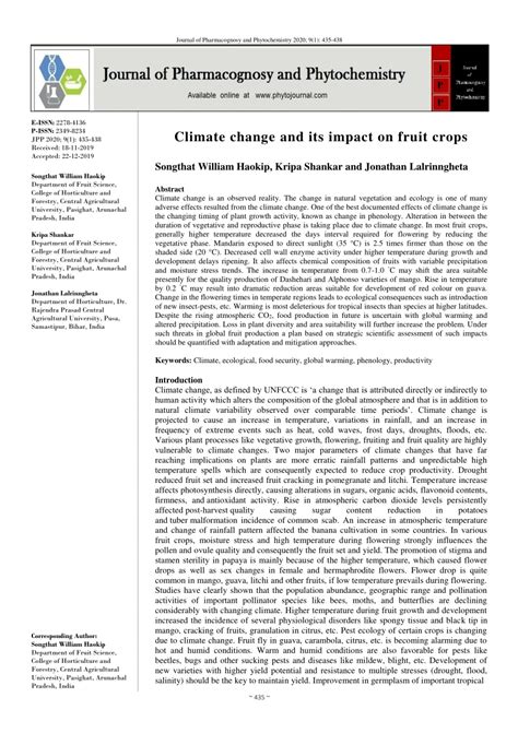 (PDF) Climate change and its impact on fruit crops