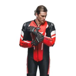 Dainese Misano D Air Perf Delni Usnjen Kombinezon Black Red Fl Red