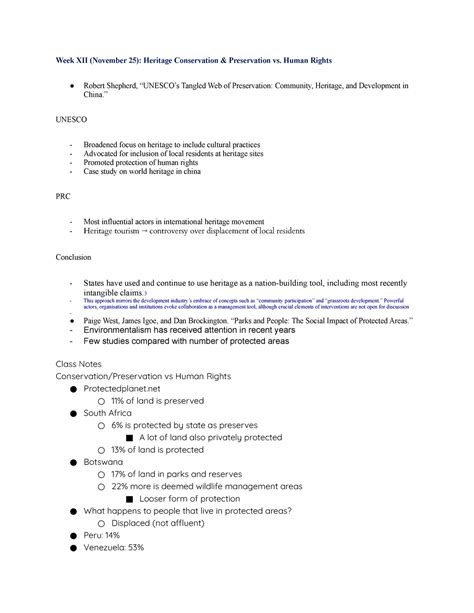 Week 12 Lecture Notes - Week XII (November 25): Heritage Conservation