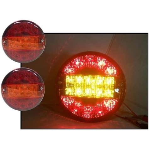 JJ 2X 12v 24v LED Feux Arriere Rond Camion Remorque Caravane Fourgon