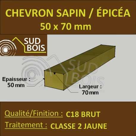 Chevron 50x70 Sapin Épicéa Brut Traité Classe 2 Jaune à la palette