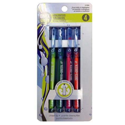 Onyx And Green Recycled Plastic Highlighters Bright Neon Colors 4pk