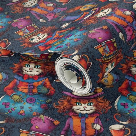 Anthro Mad Hatter Cat Inspired By Louis Wallpaper Spoonflower