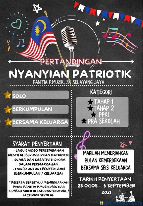 Lagu Patriotik Bulan Kemerdekaan Worksheet Live Worksheets