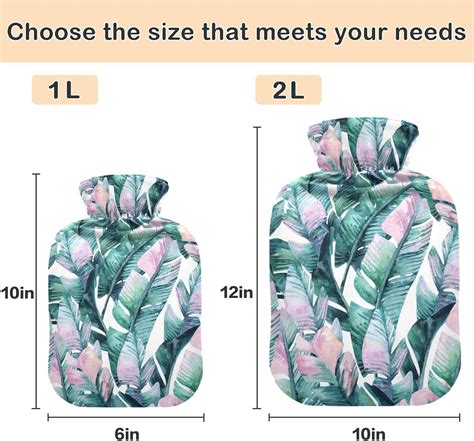 NAANLE 1L Hot Water Bottle With Lid Banana Leaf Transparent Design For Menstrual Cramps Pain