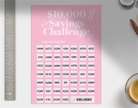 10 000 Savings Challenge Printable Trackable Fun Etsy