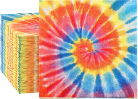 Amazon Zhanmai Pcs Tie Dye Napkins Rainbow Hippie Paper