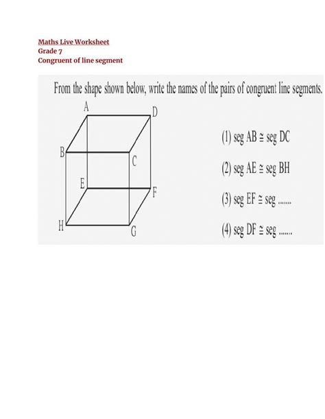 Congruent Of Line Worksheet Live Worksheets Worksheets Library