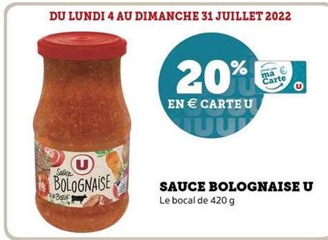 Promo Sauce Bolognaise U Chez Super U ICatalogue Fr