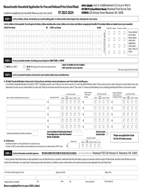 Fillable Online Massachusetts Household Application For Free And