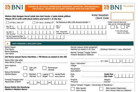 Contoh Cara Mengisi Formulir Pembukaan Rekening Bni Fill 46 OFF
