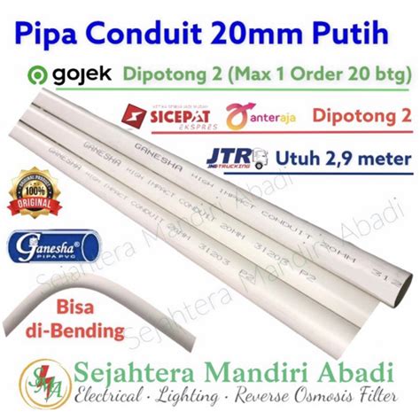 Jual Pipa Listrik Ganesha 20mm Putih Pipa Conduit Konduit Bisa Bending