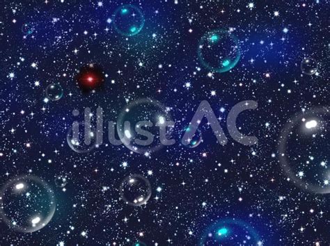 1番星が輝く宇宙に漂うシャボン玉イラスト No 22689001／無料イラストフリー素材なら「イラストac」