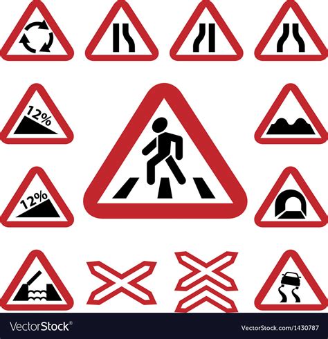 Color Traffic Auto Signs Set Royalty Free Vector Image