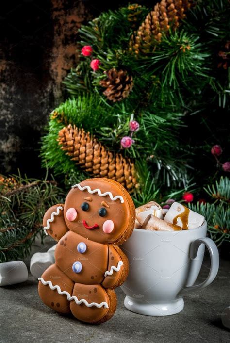 Hot Chocolate With Gingerbread Man Featuring Gingerbread Man And Hot By Rimma On Crea