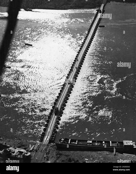 This Aerial View Shows The First Armys Pontoon Bridge Across The River