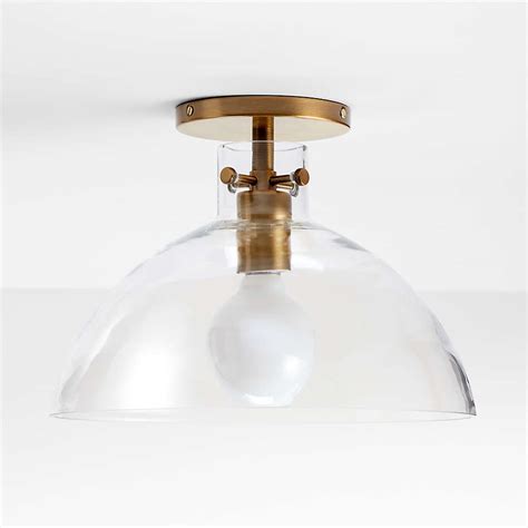 Dakota Brass Flush Mount Light With Large Clear Glass Dome Reviews Crate And Barrel