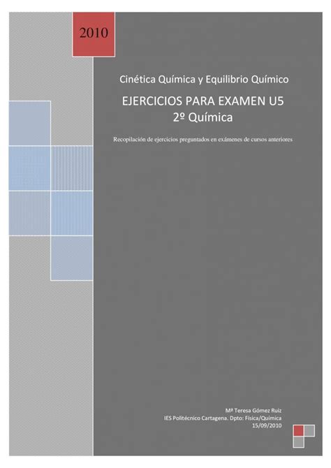 PDF Ejer para examen de Cinética y equilibrio I E S PDF