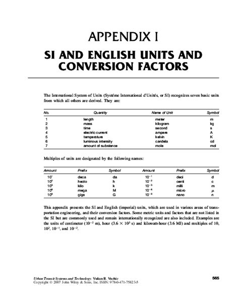 Pdf Appendix I Si And English Units And Conversion Factors Hòa