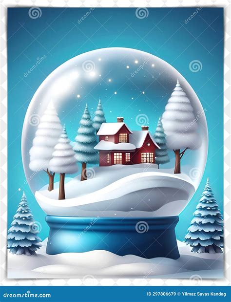 Snow Globe with Christmas Village in Snowfall. Stock Image - Image of ...