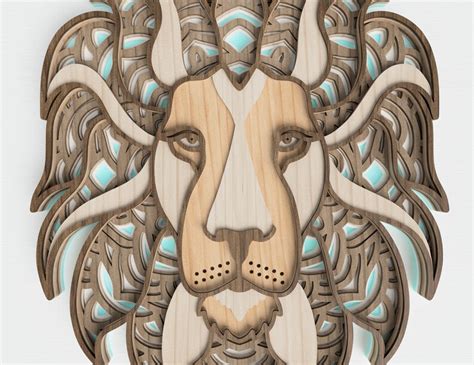 Lion Laser Cut File Layered Svg Vector Design Dxf File For Etsy