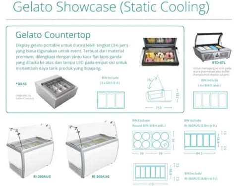 Gelato Showcase Static Cooling Distributor Gea Indonesia