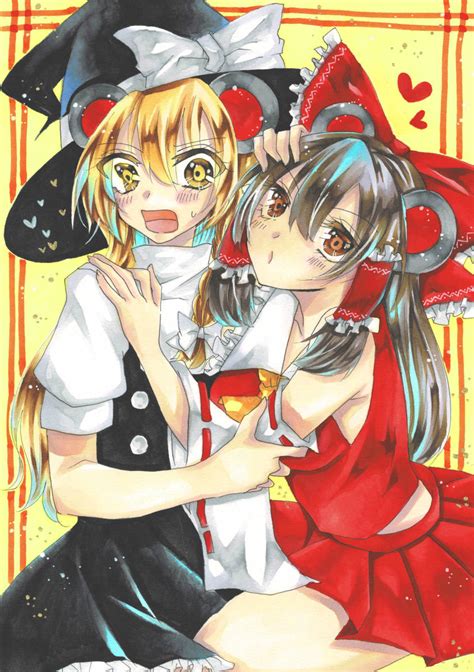 同人 手描き イラスト 東方project 博麗霊夢 霧雨魔理沙 百合手描きイラスト｜売買されたオークション情報、yahooの商品情報を