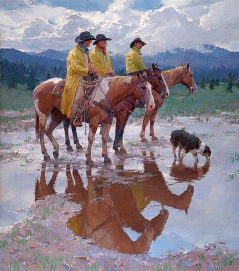 Rainy Day Reminiscin R S Riddick Oil Cowboy Artists Western