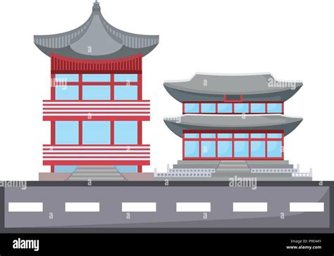 Gyeongbok Palace And Iconic Building Icon Over White Background Vector