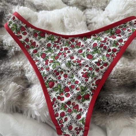 Frankies Bikinis Strawberry Print Bikini Bottoms Depop