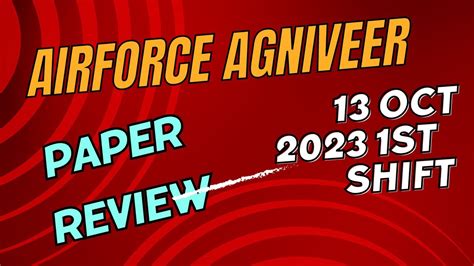 Airforce Agniveer Exam Review October St Shift Analysis Youtube