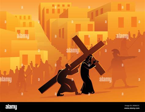 Biblical Vector Illustration Series Way Of The Cross Or Stations Of