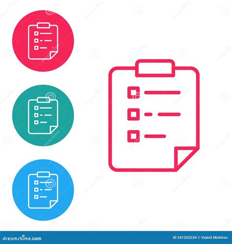 Portapapeles De Línea Roja Con Icono De Lista De Verificación Aislado