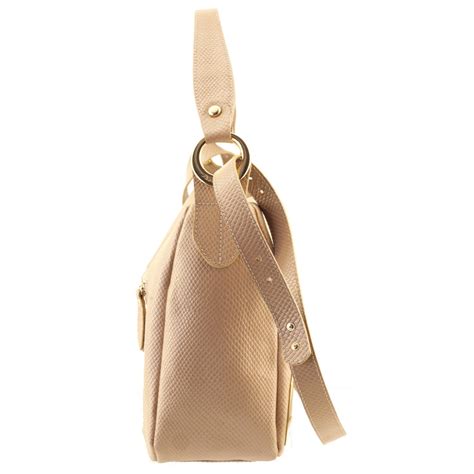 Bolsa Feminina de Couro Nude Alça de Ombro e Alça Transversal