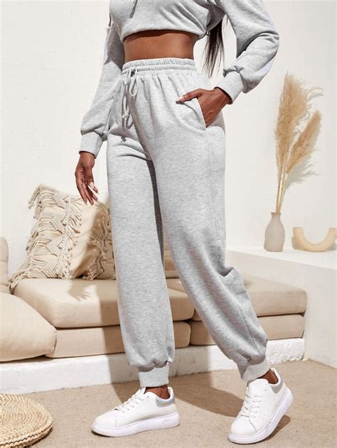 Shein Sxy Solid Drawstring Waist Sweatpants Cute Sweatpants Outfit