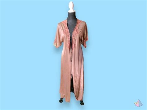 Vintage Silky Satin Long Lace Lingerie Night Gown Rob Gem
