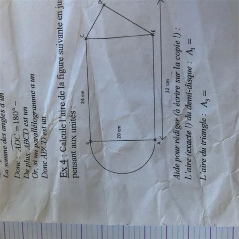 Ex 4 Calcule l aire de la figure suivante en justifiant et rédigeant