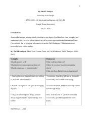 Written Assignment Unit 7 Doc 1 My SWOT Analysis University Of The