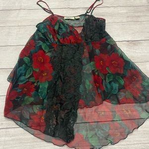 Victoria S Secret Tops Vintage Victorias Secret Sexy Sheer Red Floral Nightgown Lingerie