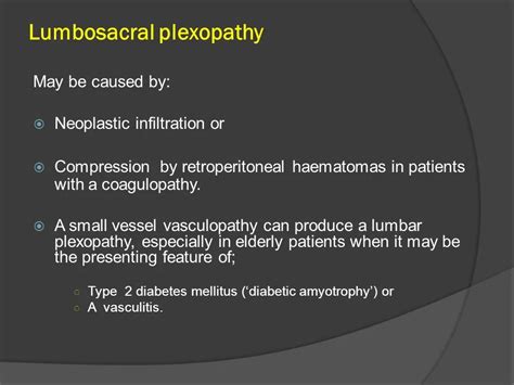 Lumbosacral Plexopathy Cause Symptoms Treatment