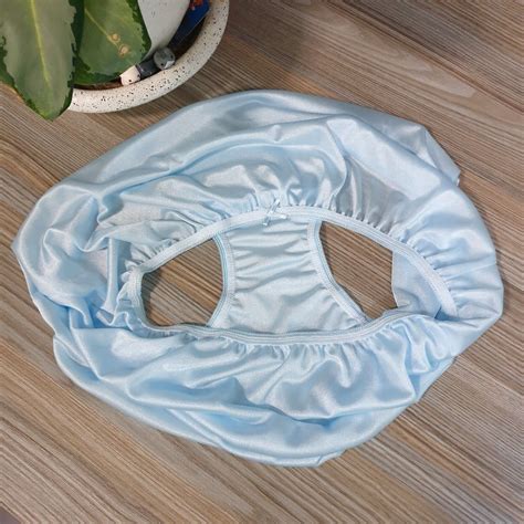 Silky Nylon Panty Slippery Sissy Double Gusset Brief Baby Blue Bikini Size Ebay
