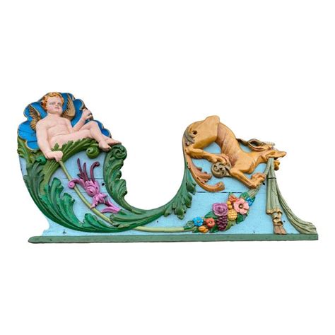 1910s Carved Wood Carousel Chariot Featuring A Cherub And Gargoyle